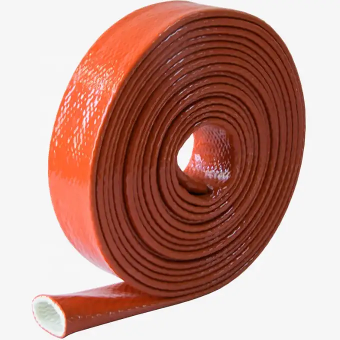 Industrial Insulation Heat Resistant Fire Sleeve Fiberglass Silicone Rubber Coated for Hydraulic Hose Pipe